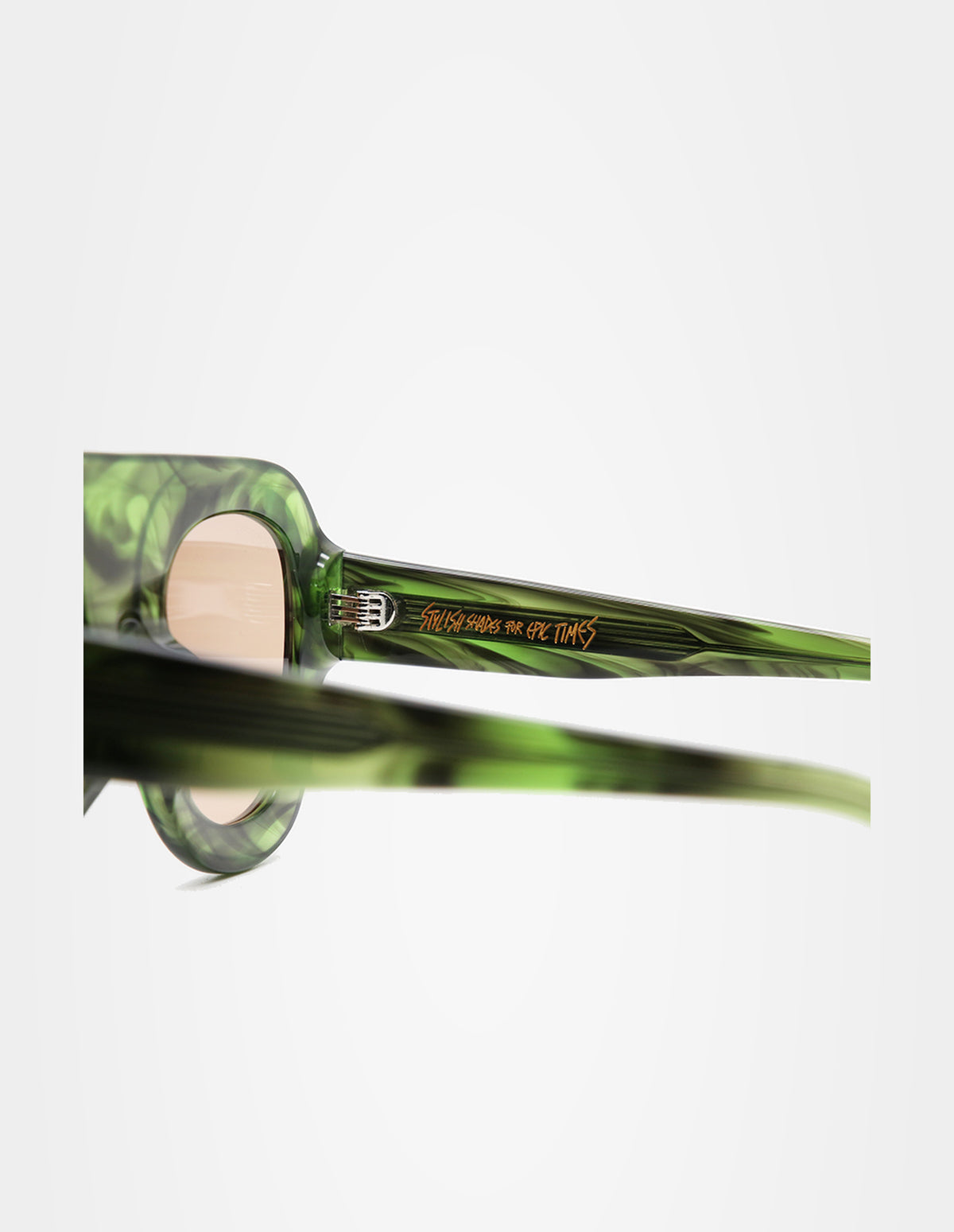 Alton Green Shell sunglasses – temple detail – Sobrados