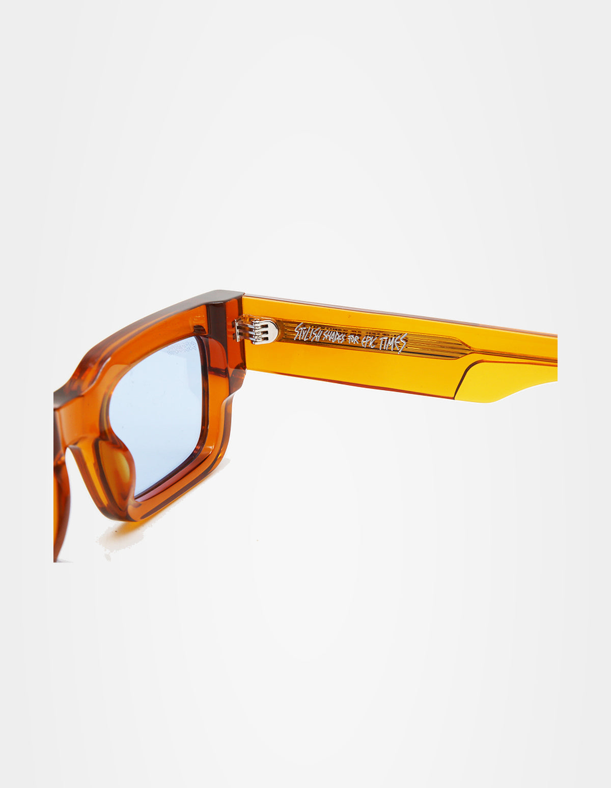 Cherif Orange sunglasses – temple detail – Sobrados